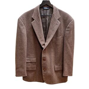 Ralph Lauren herringbone wool Textured Brown Blazer size 44